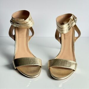 J. Crew Made in Italy Gold Strappy Heels Size 8.5